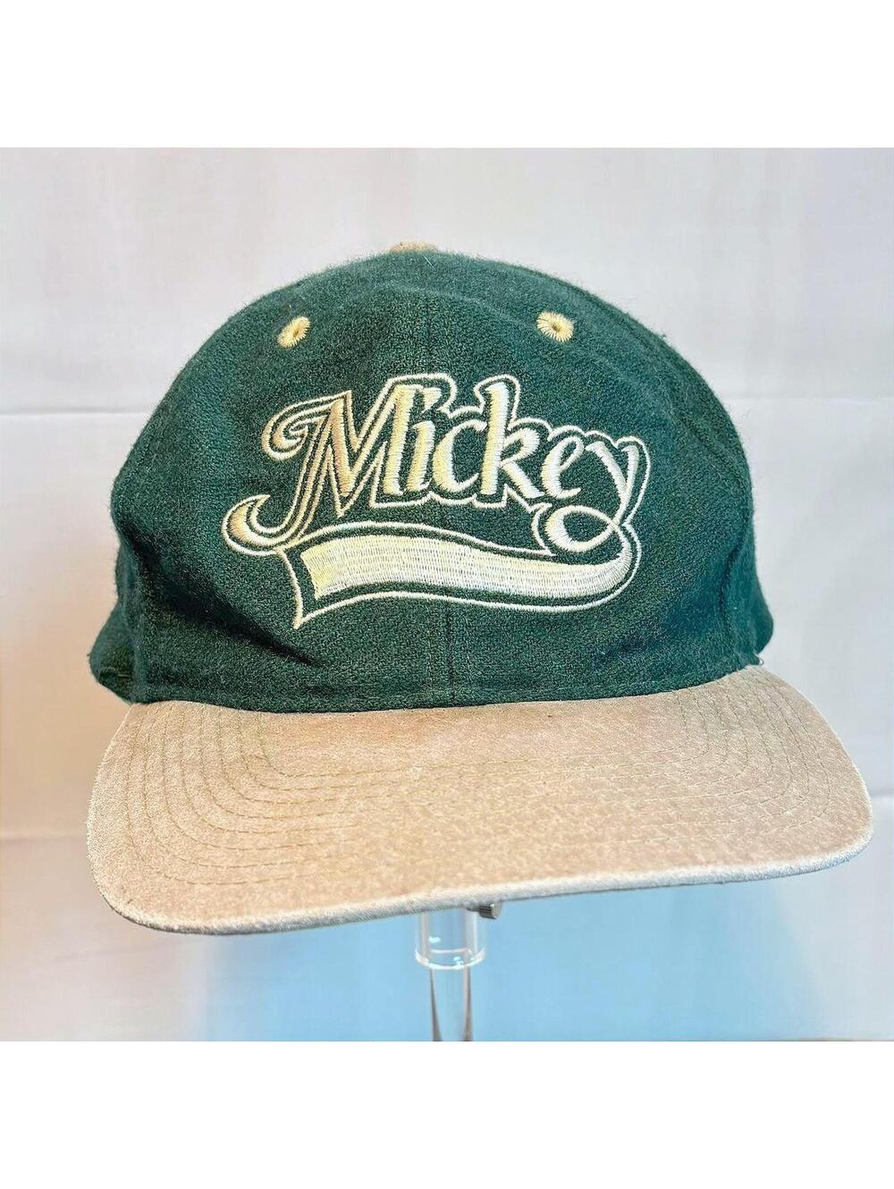 Vintage 80s Mickey Mouse Goofy's Hat Co Varsity Script Green Snapback